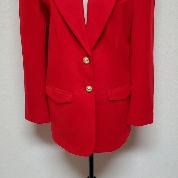 VINTAGE 1990s Bridgewater Classics Red Wool Single Breasted Blazer Jacket - Picture 4 of 12